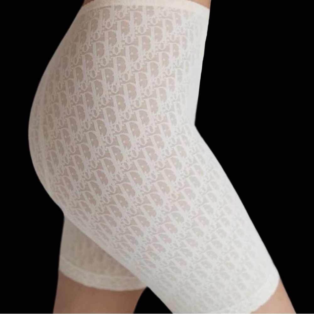 Vintage Christian Dior Sheer Monogram Beige Trotter Logo Girdle Biker Shorts - Picture 16 of 16